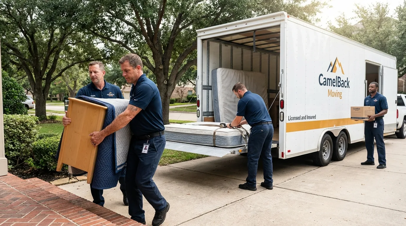 Crew loading residential truck for cross-state move from French Lick, IN